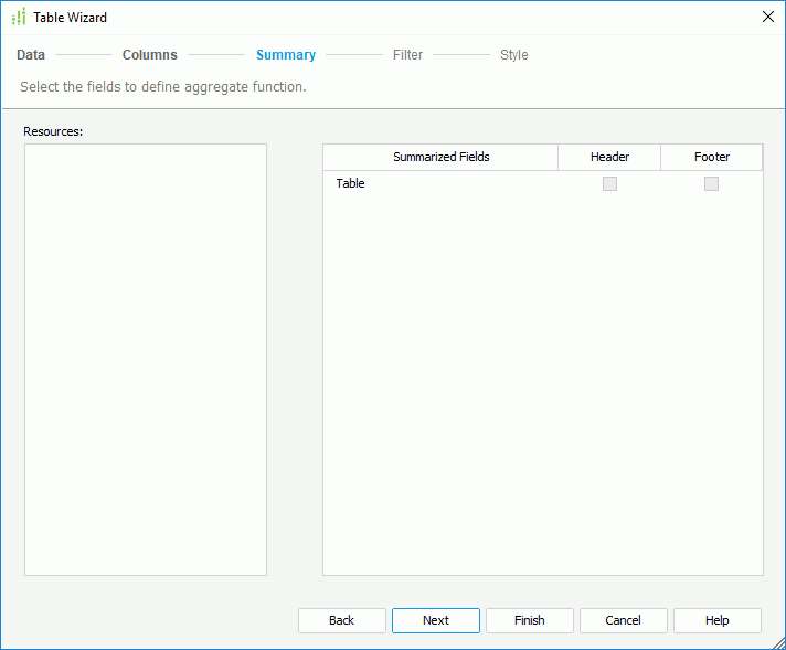 Summary Table Wizard - Summary