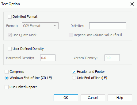 Text Option dialog box