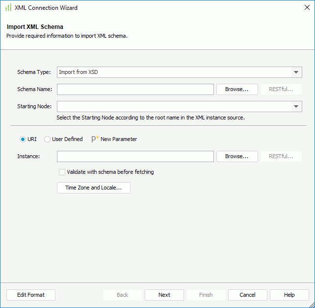 XML Connection Wizard - Import XML Schema