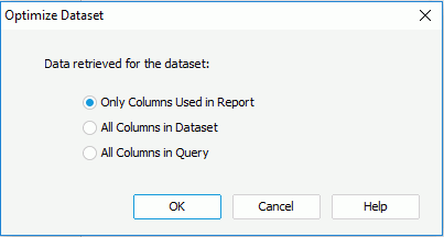 Optimize Dataset dialog box