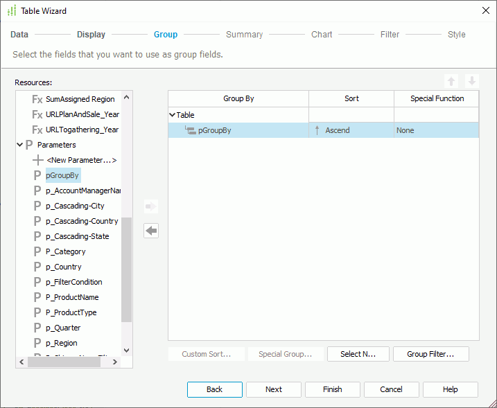 Specify Parameter as Group-by Field