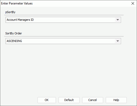 Entrer Parameter Values dialog box