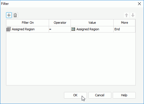 Filter dialog box