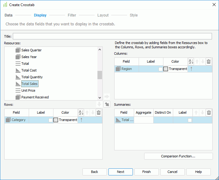 Create Crosstab