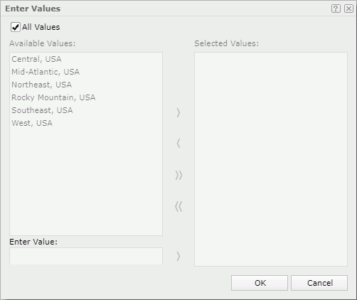 Enter Values dialog