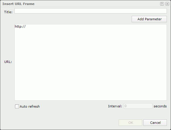 Insert URL Frame dialog box