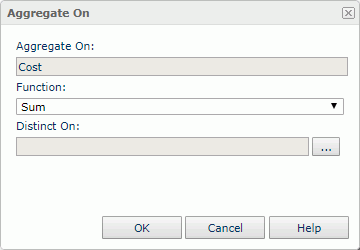 Aggregate On dialog box