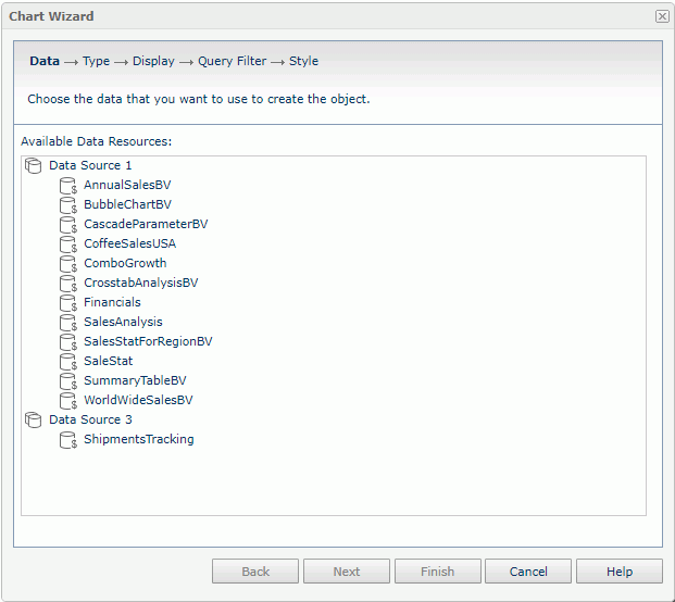 Chart Wizard - Data screen