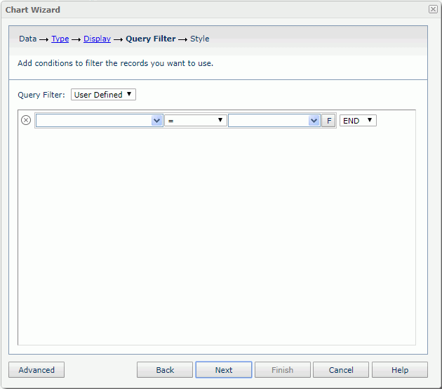 Chart Wizard - Query Filter screen