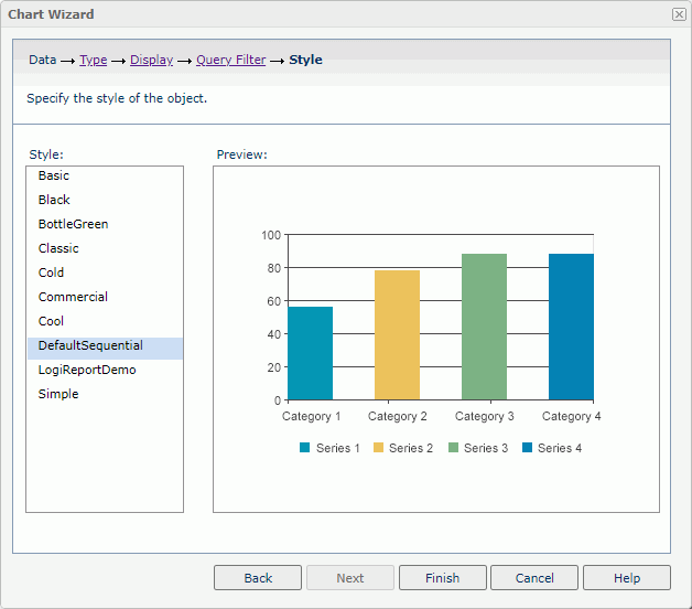 Chart Wizard - Style screen