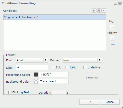 Conditional Formatting dialog