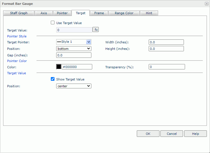 Format Bar Gauge dialog box - Target