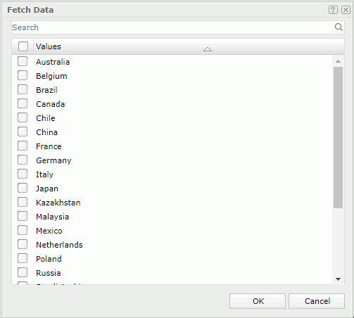 Fetch Data dialog