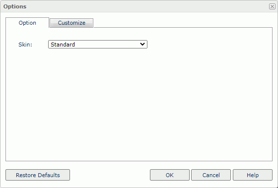 Options dialog box - Option tab