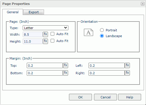 Page Properties dialog - General tab