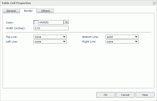 Table Cell Properties dialog box - Border tab