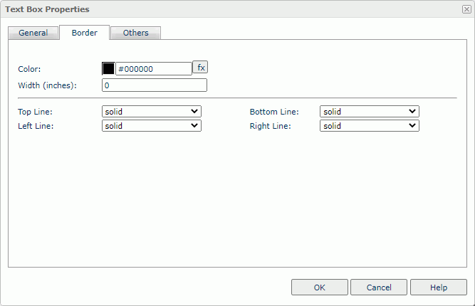 Text Box Properties dialog box - Border tab