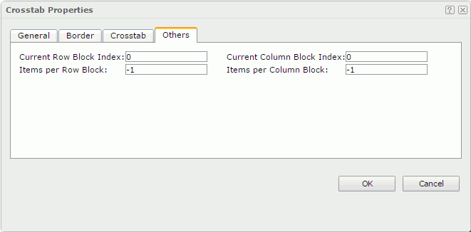 Crosstab Properties dialog - Others tab