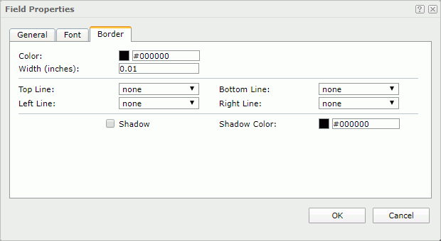 Field Properties dialog - Border tab