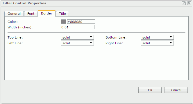 Filter Control Properties dialog - Border tab