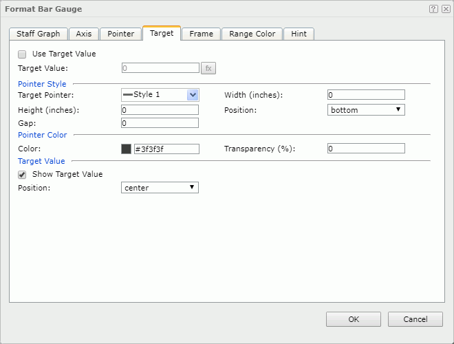 Format Bar Gauge dialog - Target