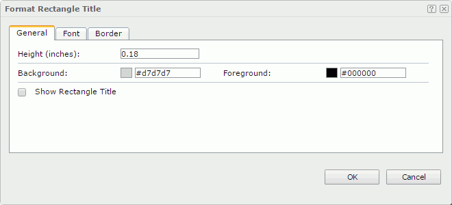 Format Rectangle Title dialog - General tab