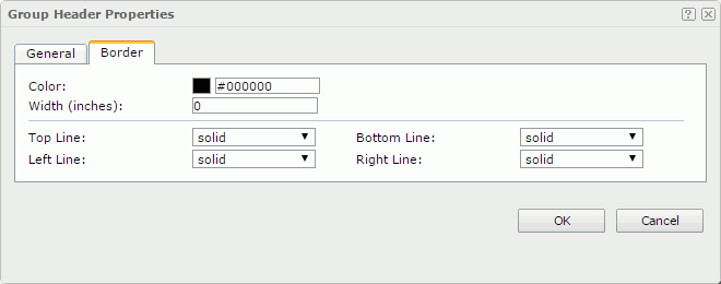 Group Header Properties dialog - Border tab