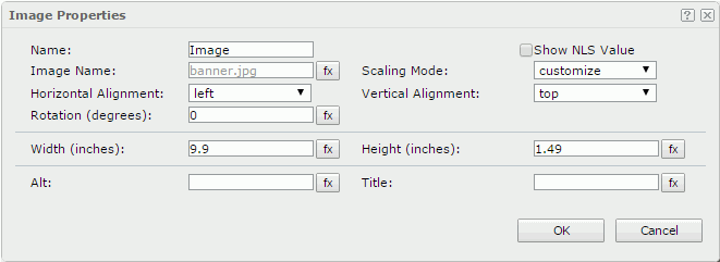 Image Properties dialog