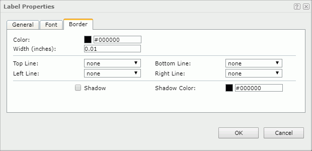 Label Properties dialog - Border tab