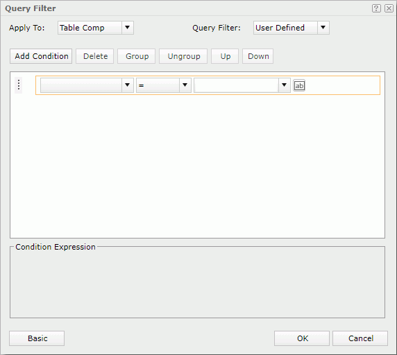 Query Filter dialog - Advanced mode