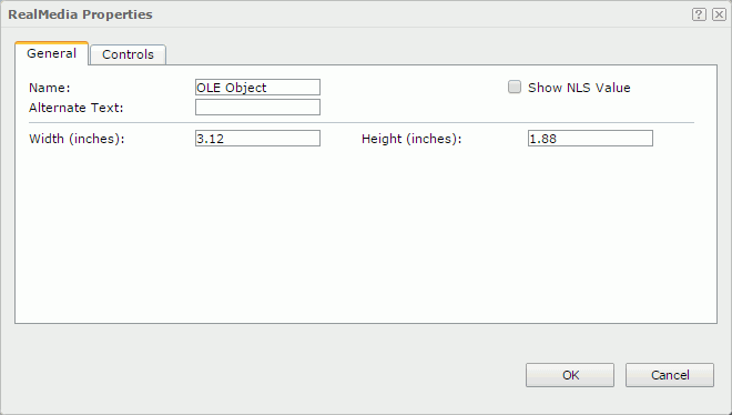 RealMedia Properties dialog - General tab