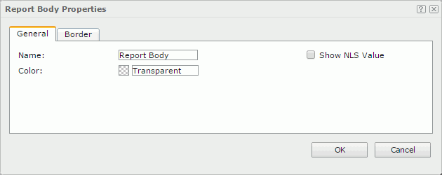 Report Body Properties dialog - General tab